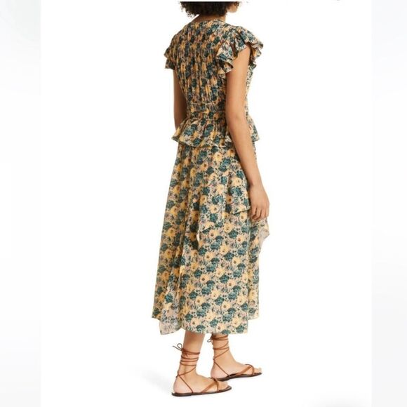 Ulla Johnson Avia Midi Dress in Begonia 100% Silk Floral Ruffle Size 4 - Picture 8 of 8